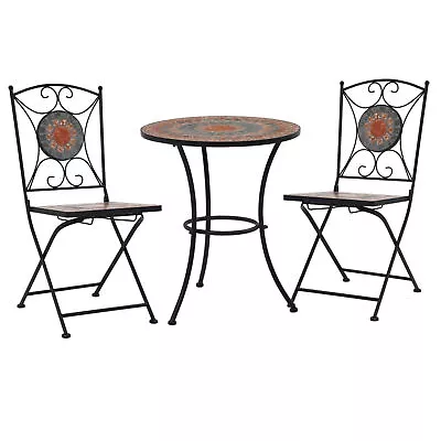 3 Piece  Bistro Set Ceramic Tile Orange/Grey O8P7 • $550.36