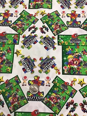 De-stash Custom...Autism Mario Fabric 18” X 36” New • $6.50