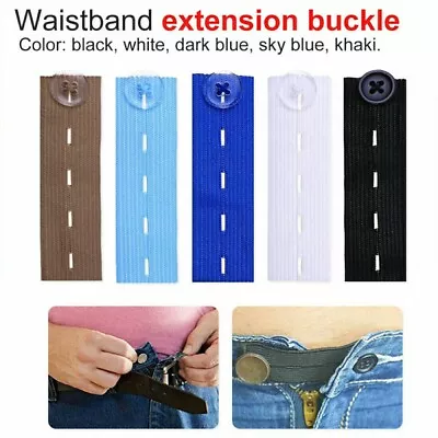 £3.09 • Buy Adjustable Elastic Waist Extenders With Button Waistband Expander Set For Jeans