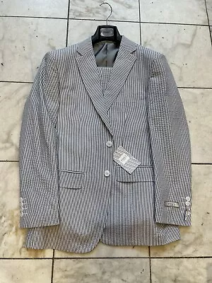 NWT VINCI Modern Men's Seersucker Suit  Summer Multi Color Black 2BT. Size 48R • $89.99