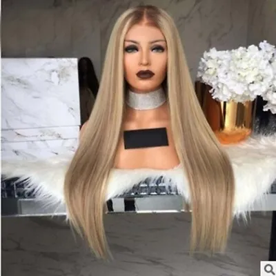 £9.99 • Buy Womens Real Long Straight Hair Wigs Ladies Natural Ombre Blonde Cosplay Full Wig