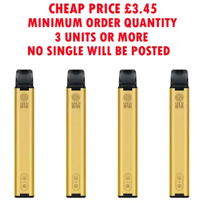 Gold Bar Disposable Vape Pen 600 Puffs 2ml | Ecig |  20mg | Nic Salt 22 Flavour • £3.45
