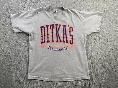 Vintage Ditkas Shirt Mens XL (Fits Size Large ) Gray Mike Ditka Chicago 90s USA • $18.88