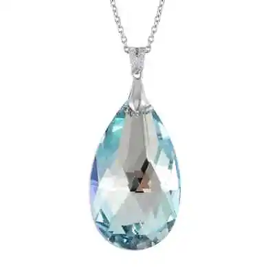 925 Sterling Silver Blue Aquamarine Pendant Necklace Jewelry For Women Size 20  • $16.99