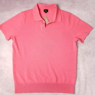 J.Crew Cashmere Mens Medium Polo Short-Sleeve Johnny Collar Pink Polo Sweater M • $69.50