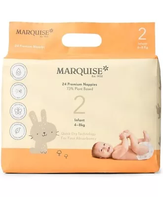 Marquise Baby Infant Nappies Size 2 (4-8Kg) Premium Nappies Diapers 24 Pack • $15