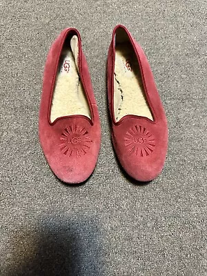 Ugg Australia Alloway Berry Shearling Fur Lined Flats Women's Size 7 • $23.97