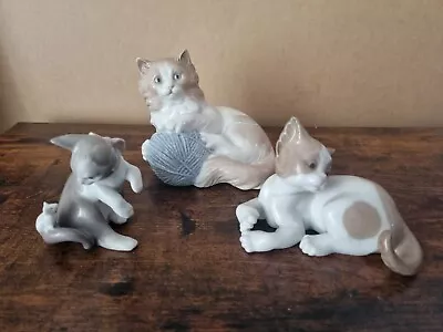 £18 • Buy Vintage 2 X Lladro Cats 1 X Nao Cat  No Damage