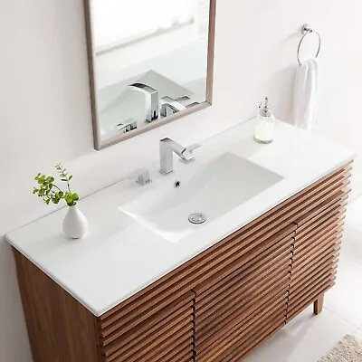 Modway Cayman Modern 48  Bathroom Sink In White With Rectangular Basin • $344.50