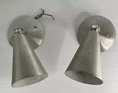 Mid Century Modern Atomic Cone Aluminum Wall / Ceiling Light Sconce Set Of 2 • $49.99