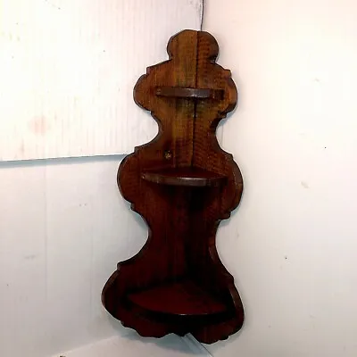 Vintage Wood 3 TIER CORNER SHELF CURIO Hanging Shelf • $26