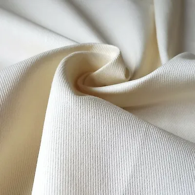 Cream 100% Cotton Twill Heavy Woven Fabric – Jeans Workwear Drill 150cm Wide • £1.49