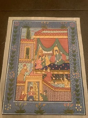 Mughal Style 1900 Indian Art Painting On Silk -NEW • $28.99