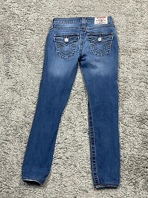 True Religion Womens Halle Super Skinny Jeans Size 24 Blue Dark Wash Stretch • $29.75