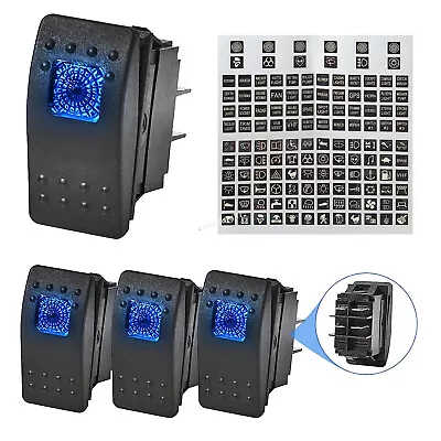 4x Waterproof Rocker Switch 4PIN SPST ON-OFF Blue LED Marine Boat Car Motorhome • $13.98