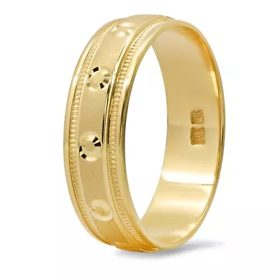 14K Yellow Gold Beaded Milgrain Wedding Band Circle Pattern Ring 6MM Sizes 5-13 • $435