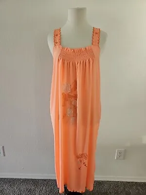 Vintage Loungewear Orange Dress Embroidered Seems One Size Read Description • $20