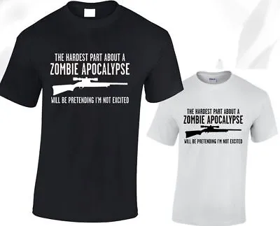 Hardest Part About Zombie Apocalypse Mens T Shirt Walking Dead Christmas Gift • £7.99