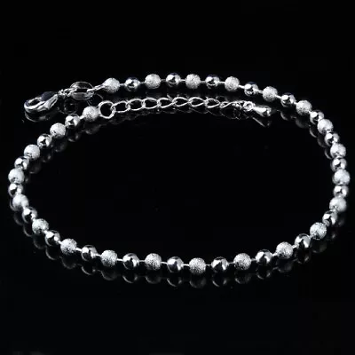 New Adjustable Ankle Bracelet 925 Silver Ball Beads Anklet Foot Chain UK Stock • £3.79