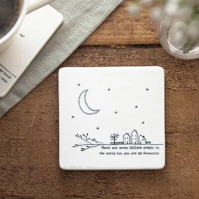 East Of India ‘Seven Billion People’ Porcelain Square Coaster • £6.99