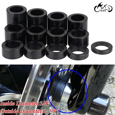 13x CNC Solid Wheel Axle Spacers Kit ID-3/4 OD-1-1/8  Black For Harley Universal • $21.98