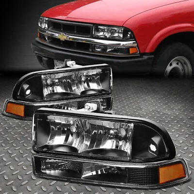 For 98-04 Chevy S10 Pickup Blazer Black/amber Corner Headlight Bumper Head Lamp • $71.88