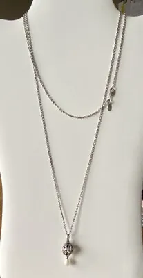 Pandora Lantern Pearl Necklace Long Chain S925 ALE • £55
