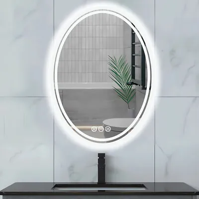 Oval LED Bathroom Mirror Backlit Anti-fog Wall Mirrors Memory Dimming Function  • $129.96