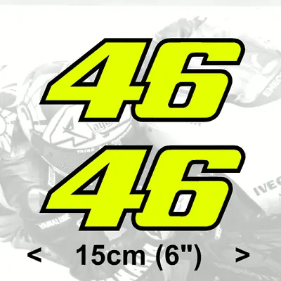 Valentino Rossi Number 46 FLUORESCENT YELLOW Vinyl Sticker (V2)  2 X 15cm 6   • £5.25