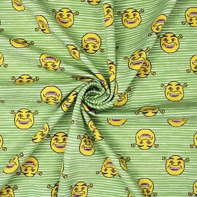 Cotton Jersey Fabric Dreamworks Shrek Movie Stripes Film Kids Childrens • £6.25