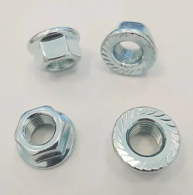 Steel Flanged BMX FIXIE Axle Nuts 3/8  (10mm) X 26T Set Of 4 (2 Pairs) SILVER • $6.99