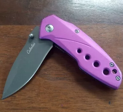 Cabela's Purple Folding Pocket Knife Plain Edge Liner Lock PE300-PU • $4.99