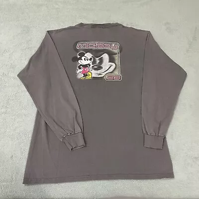 Vintage 90s The Disney Store Mickey Mouse 28 Long Sleeve Shirt Mens Medium Gray • $3.98