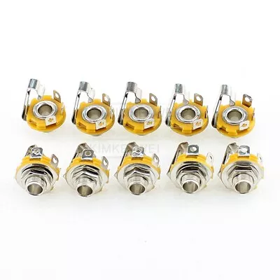 10x 6.35mm 1/4 Inch Mono Audio Socket Jack Female Connector Panel Mount Solder • $3.20