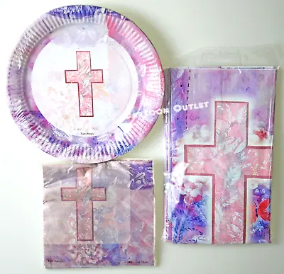 Communion Holy Cross Plates Napkins Table Cover Set Comunion Servilletas Platos • £15.39