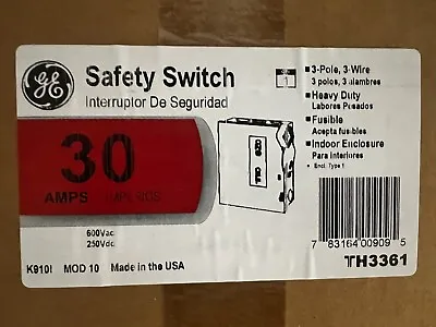 Ge Th3361 30 Amp 600 Volt 3 Phase Fused Indoor Disconnect • $130