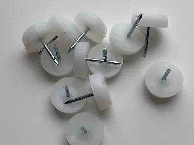 20 X WHITE FURNITURE GLIDE NAILS 19mm Knock In Table Chair Leg Feet Protectors • £3.30