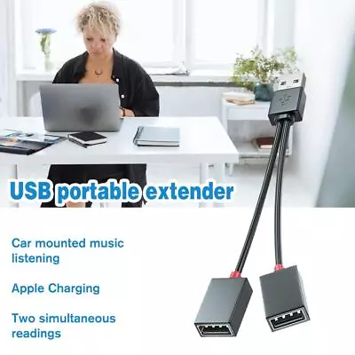 Male USB 2.0 A 1 To 2 Dual USB Female Data Hub Power Splitter Adapter Y O9Q7 • $4.39
