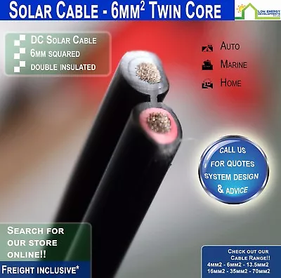 6mm2 TWIN CORE Solar Cable • $7.95