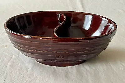 Vintage Brown Daisy Dot MARCREST Oven-Proof Stoneware Divided Serving Bowl • $11.95