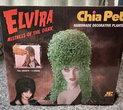 ELVIRA Mistress Of The Dark Chia Pet Decorative Pottery Planter NEW In BOX • $19.99