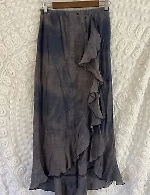 VTG By& By Ruffled  High Low Maxi Skirt Medium Thrashed Bleached Grunge • $15