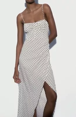 Zara Polka Dot Midi Wrap Dress Size Large • $29