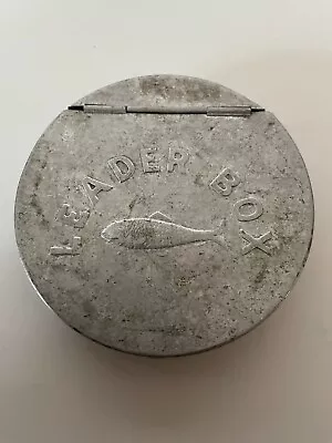 Vintage Aluminum 3.75  Fly Fishing Leader Box Embossed Fish • $9