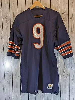 Vtg MacGREGOR SAND KNIT MESH CHICAGO BEARS JIM MCMAHON #9 BLUE JERSEY Size 42 L • $34.99