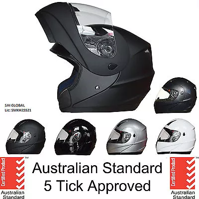 NEW FULL FACE Modular Flip Up Front Helmet Suit Road Bike Motorcycle AS/NZS1698 • $79.96