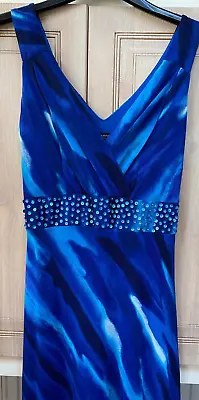 COLLECTION DEBENHAMS Very Beautiful Sapphire Blue Mix Maxi Dress Size 12. • £12.99