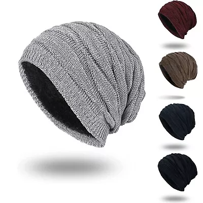 $23.31 • Buy Beanie Hat Men Women Slouch Hats Warm Plush Winter Hat Soft Knitted Hat