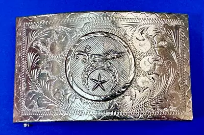 Masons Shriners Moon Star Sword Alpaca Mexico Belt Buckle Gorgeous Craftsmanship • $75