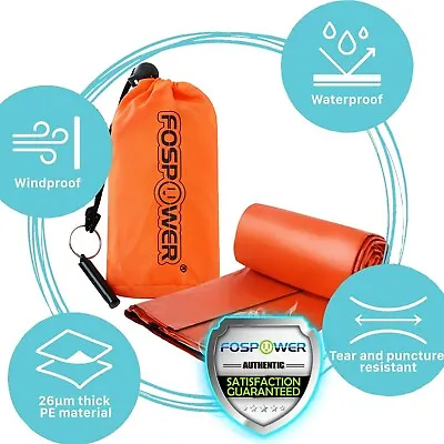 Waterproof Emergency Survival Sleeping Bag Blanket Stuff Sack & Whistle Bivvy • $9.99